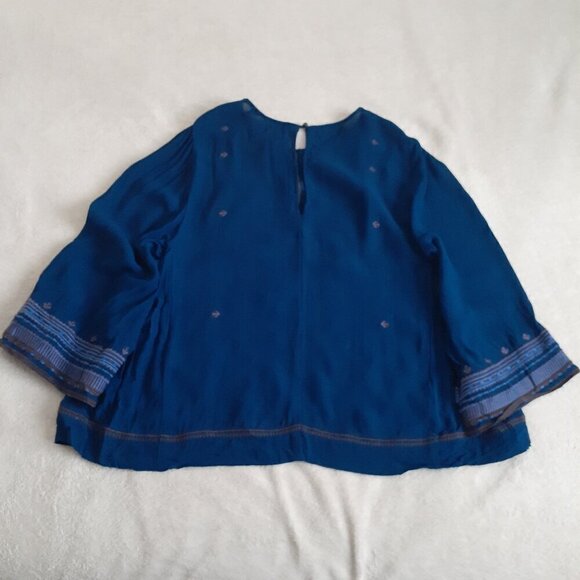 Twelfth Street by Cynthia Vincent Women's Size M Dark Blue Embroidered Boho Top - Picture 9 of 16